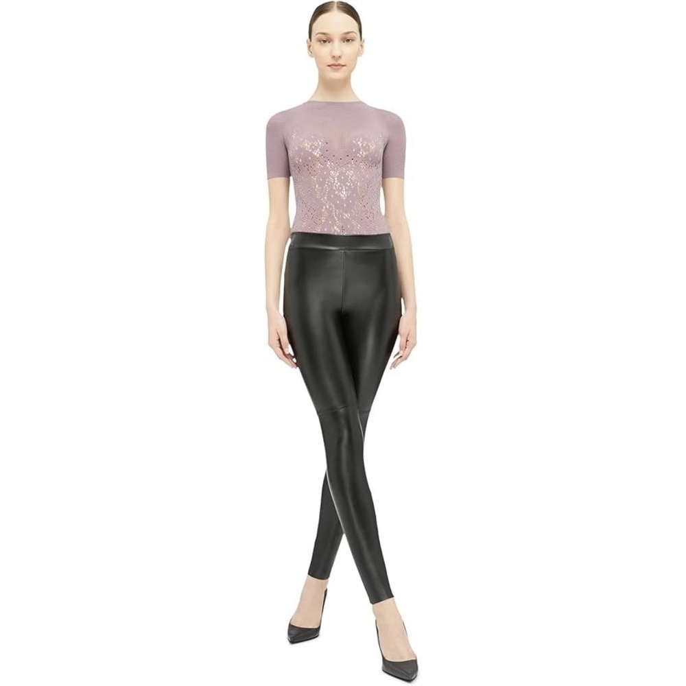 Wolford Estella Vegan‎ Faux Leather Black Leggings Size 10